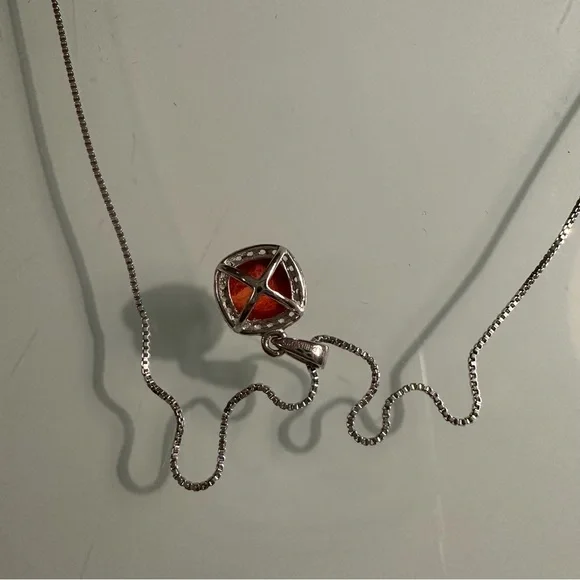 NWOT Ross-Simons Coral Pendant with .20 ct. t.w. White Topaz in Sterling Silver - Picture 4 of 8